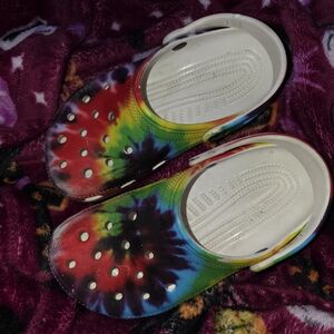CROCS Kids Rainbow Tie-Dye Clogs